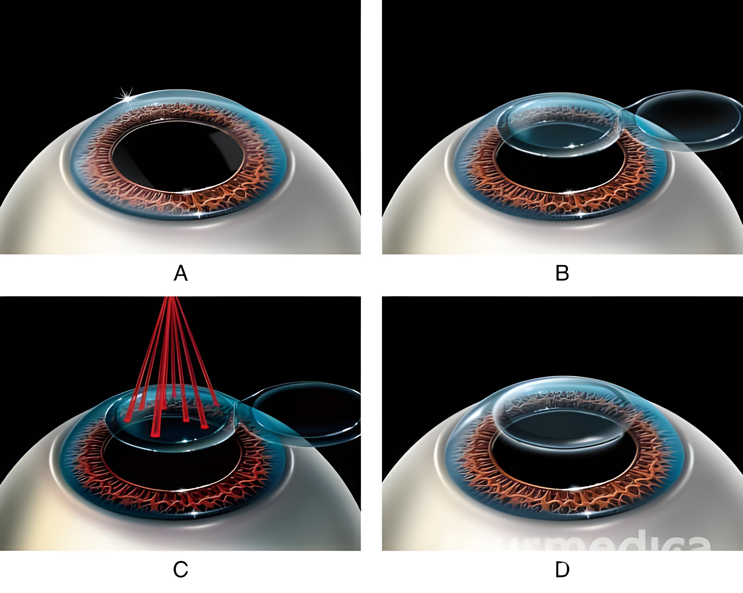 Représentation schématique de la chirurgie LASIK sur l'œil